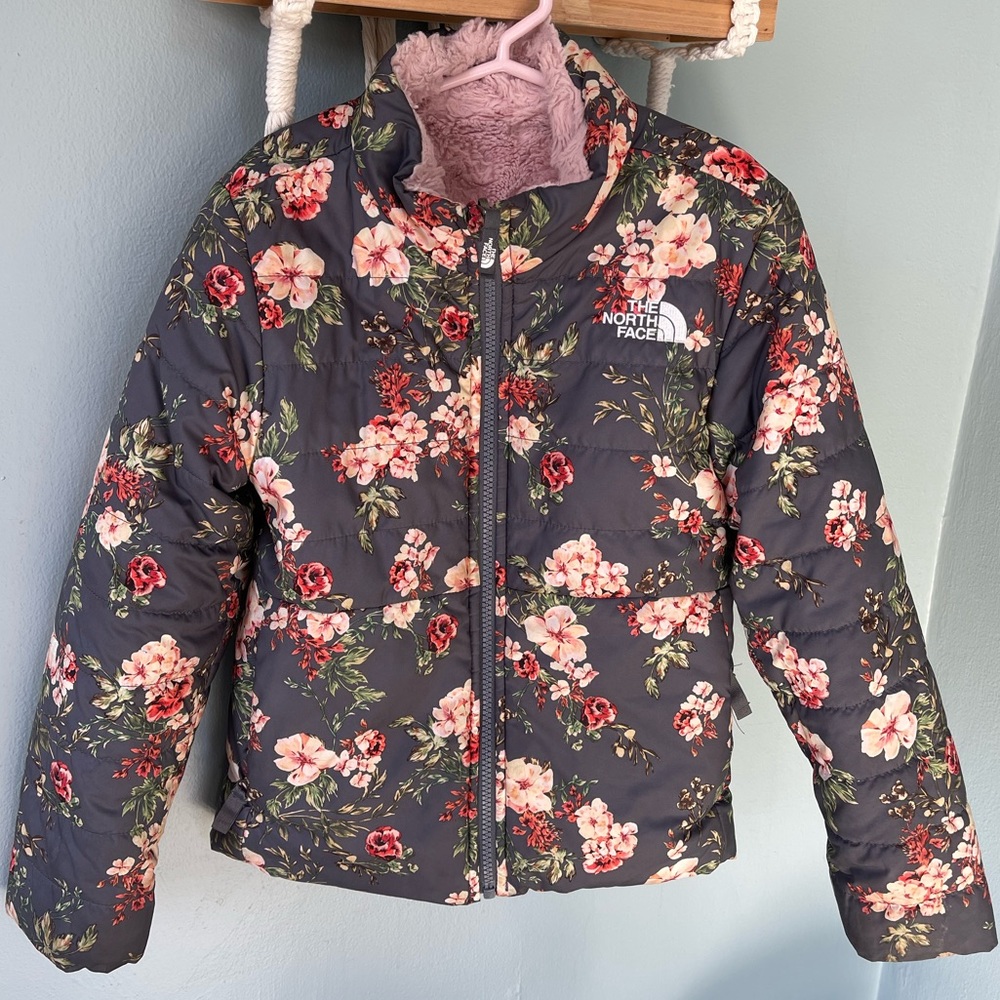 THE NORTH FACE REVERSIBLE FLORAL PRINTED GIRLS JACKET - SIZE XS (6)
